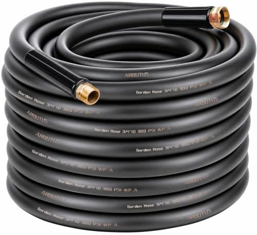 Garden Hose 3/4" x 75ft 5-Layer Heavy Duty Brass Rubber Hose with 1000 PSI Burst Pressure – Kink Resistant Flexible All-Weather Outdoor Hose for Yard Car Wash Pets Black by Unknown