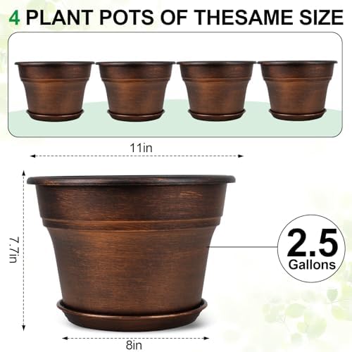 Fodetyff Planters-Plant-Pots-Indoor-Outdoor, 11 inch 4 Pack Copper - Image 3