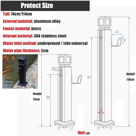 Floor Mounted Faucet Outdoor Water Pipe Vertical Fountain Irrigation Column,Freestanding Garden Water Column with Faucet - Anti-Freeze 304 Stainless Steel Indoor/Outdoor Water Tap, Floor-Mou - Image 3