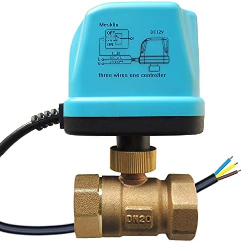 Motorized Ball Valve,3/4" DN20 Brass Electrical Ball Valve,DC12V/24V 3 Wire Water Valve with Standard Port (Normally Closed) by Meskliu