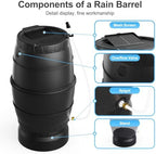 45 Gallon Rain Barrel with Stand for Gutter Rainwater Collection, BPA-Free Water Storage Barrel with Mesh Screen, Spigot and Overflow Valve for Garden Watering and Outdoor Use - Image 4