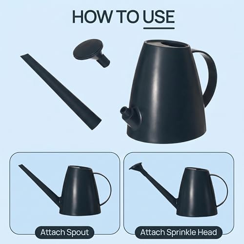Modern 1.8 Liter Plastic Watering Can with Detachable Spout and Sprinkler Head, Designed for Controlled Pouring and Easy Handling, Blue - Image 2