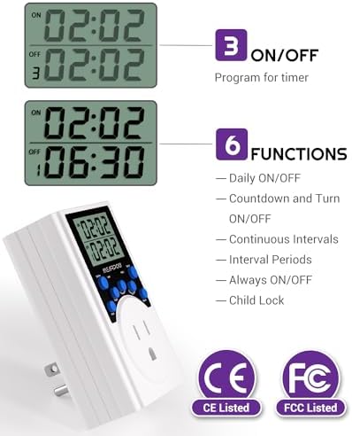 NEARPOW Programmable Digital Timer Outlet, Infinite Cycle, 2-Pack - Image 2