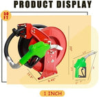 Fuel Hose Reel,Ratchet Spring-Driven Retractable 1"x 50' Diesel Hose Reel W/Swivel, AUTO Fuel Nozzle,SS Eblow Barb Fitting,300 PSI,1"NPT Inlet,1" Outlet Heavy Duty Steel Construction - Image 2