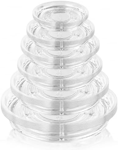 36 Pack Clear Plant Saucers for Indoors (4 6 8 10 12 14 Inch) Flower Pot Saucers for Potted Plants Plate Set Plant Trays for Indoors No Holes Plants Saucer Trays for Pots Drip Tray Bull Plastic Tray by UltraOutlet