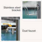 Floor Mounted Faucet Outdoor Water Pipe Vertical Fountain Irrigation Column,304 Stainless Steel Garden Water Column with Dual Faucet - Durable Freestanding Hose Stand, Anti-Freeze, 34x4in, I - Image 4