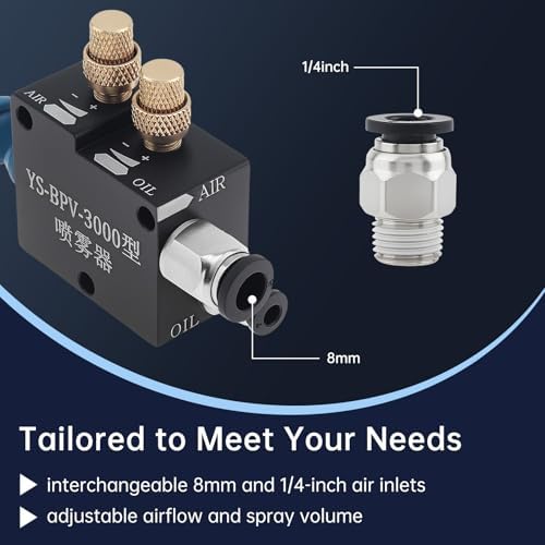 Coolant Mister for Milling Machine YS-BPV-300 Mist Coolant Lubrication Spray System forCutting/Engraving/Cooling Machine with 1/4" and 8mm Air Inlet Hose Connect Fitting (Pack of 2) - Image 3
