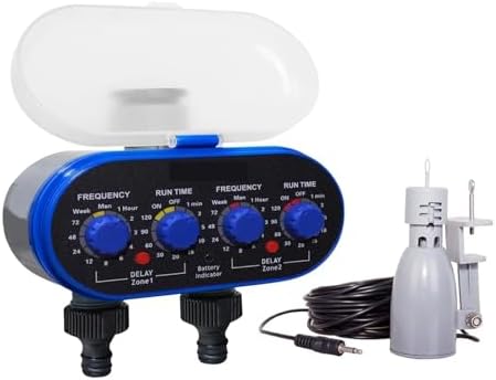 NURII Ball Valve Electronic Two Outlet Four Dials Water Timer, with Rain Sensor Garden Irrigation System for Garden (Size : with Humidity Sensor) - Image 4