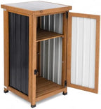Ketive Outdoor Storage Cabinet with Metal Worktop, Small Garden Storage Cabinet with Adjustable Shelf, Weather-Resistant Fir Wood Tool Organizer for Patio, Backyard, Porch or Balcony by Ketive