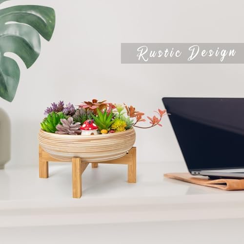 Succulent Pots, Large Plant Pots Ceramic Bonsai Pots with Drainage Tray - Image 5