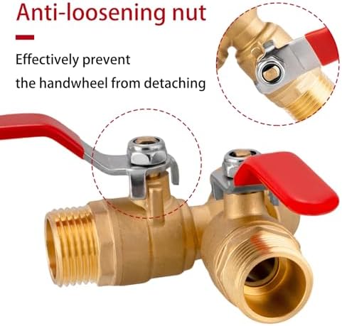 2 Way Hose Bib Splitter Made of Solid Brass with Dual Independent Shut Off Valves 3/4 GHT for Garden Hose Outdoor Faucet Spigot Water Line Diverter and Connector - Image 4