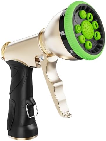 RAINPOINT Garden Hose Nozzle, Metal Hose Sprayer Nozzle With 9 Adjustable Spray Patterns, Heavy Duty Hose Sprayer for Watering Plants, Lawns, Car Wash, Pet Washing (Green) by RainPoint