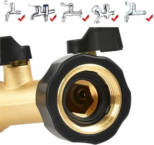 Water Tap Splitter, 2 Way Garden Hose Splitter with Independent Flow Control Gold 27.5mm(Gold-3pcs) - Image 4