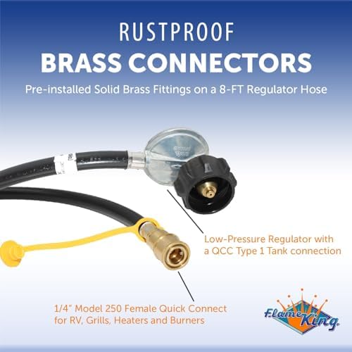 Flame King 90 Degree Low-Pressure Propane Gas Regulator Hose with Quick Connect for RVs, Grills, Heaters, Burners, 8 Feet - LPRH8 - Image 3