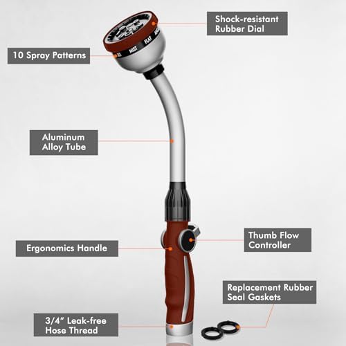 RESTMO Watering Wand Heavy Duty, 15-Inch Long Hose Nozzle Sprayer - Image 2