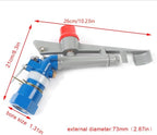 1’’ Agriculture Farm Irrigation Sprinkler, 360° Adjustable Impact Area, Reinforced Lawn Sprinkler Irrigation Spray Gun,Copper Core, Painted Cast Steel, Silver, Blue - Image 4