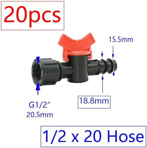 20pcs Drip Irrigation Valve 4/7 3/8/10/12/16/20 /25mm Pipe Garden Tap 1/2" 3/4" Male Thread Water Hose Barb Connector(R) - Image 7
