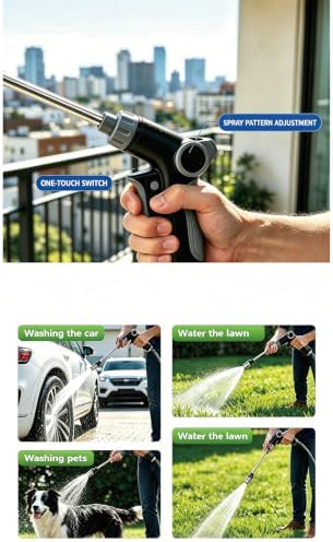 Garden Hose Sprayer Gun, 360° Rotatable Head, Detachable Foam Bottle, 3 Spray Modes, Plastic Body with Brass Connectors, Universal Standard Hose Fit, Great for Garden Watering & Household Car Washing - Image 3
