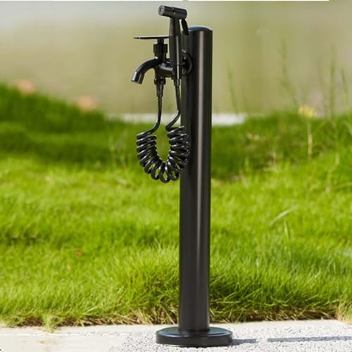 Outdoor Stainless Steel Freestanding Water ColumnVertical Garden Hose Holder with Faucet Landscape Fountain Hydrant for Car Washing and Watering Decor by Unknown