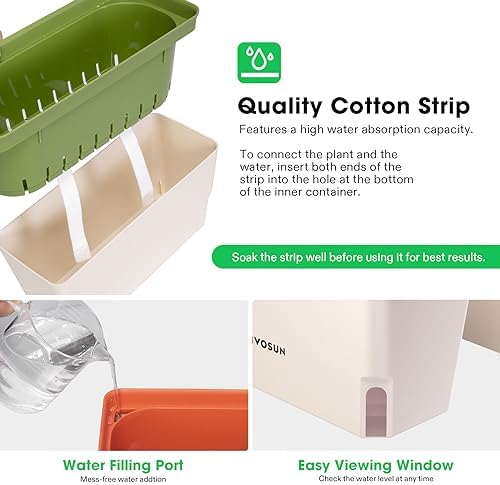 VIVOSUN Self-Watering Planters, 6-Pack 10.5 in Window Herb Planter Box - Image 3