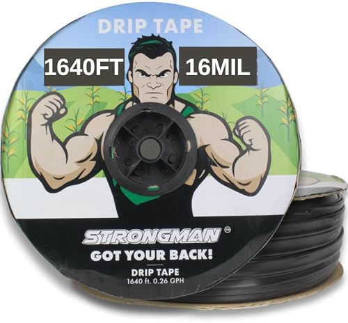 Strongman Premium Drip Irrigation | 1640 ft 5/8" Tape Roll | Smart Regulator | Garden Drip Watering System for Plants, Lawn, Greenhouse | 0.26 GPH | 0.4mm Thickness by StrongmanGotYourBack