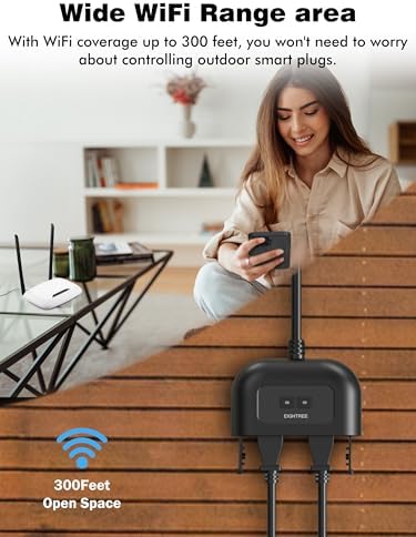 EIGHTREE Outdoor Smart Plug, Timer Outlet with 2 Independent Outlets, 15A - Image 4