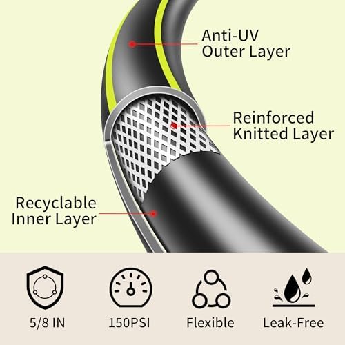 Flexible Rubber Garden Hose 45ft, 5/8" Hybrid Rubber Hose Heavy Duty - Image 6