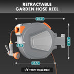 OLIXIS Retractable Garden Hose Reel, 1/2'' x 78 ft Water Hose with Nozzle - Image 2