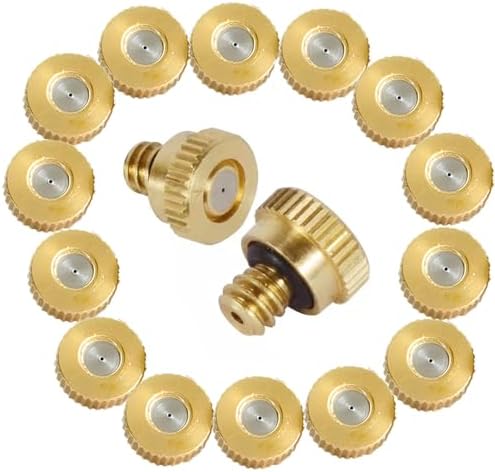 50pcs Low Pressure Water Mister Nozzle for Outdoor Cooling Misting System, Brass Misting Nozzle 10/24 UNC Fog Nozzles for Outdoor Cooling Misting System, Dust Removal (Size:0.9mm) by Unknown
