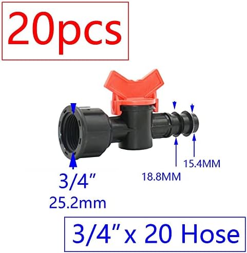 20pcs Drip Irrigation Mini Valve 4/7 3/8/10/12/16/20 /25mm Pipe Garden Tap 1/2 quot; 3/4 Male Thread Water Hose Barb Connector(W) - Image 2