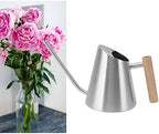 Watering Can, Stainless Steel Strong rustproof Watering can Indoor, Long spout Practical Plant Watering can with Wooden Handle, for Garden[Silvery] - Image 6