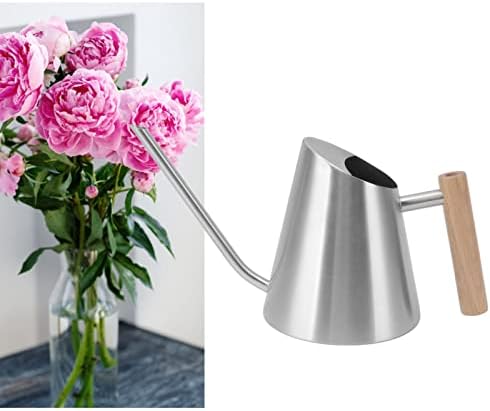 Watering Can, Stainless Steel Strong rustproof Watering can Indoor, Long spout Practical Plant Watering can with Wooden Handle, for Garden[Silvery] - Image 6
