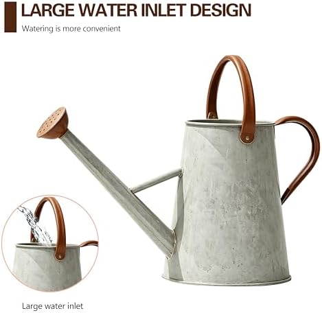 1.5 Gallon Metal Watering Can for Outdoor Plants, Watering Can, Cream Zinc - Image 3