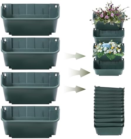 24 Pack Vertical Garden Planter,13 inch Wall Mounted Planter for Patio Indoor Outdoor Decor, Garden Self Watering Pot Balcony Plant Vegetable Fruit Herb Hanging Pocket Holder Flowerpot (Army Green) - Image 5