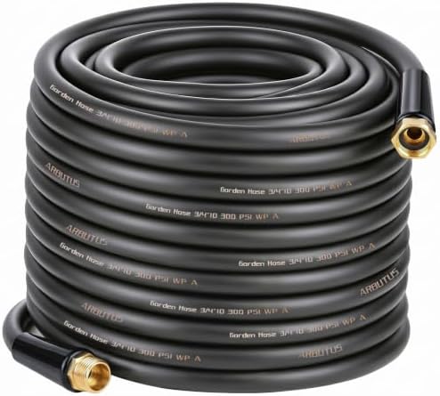 Garden Hose 3/4" x 100ft 5-Layer Heavy Duty Brass Rubber Hose with 1000 PSI Burst Pressure – Kink Resistant Flexible All-Weather Outdoor Hose for Yard Car Wash Pets Black by Unknown