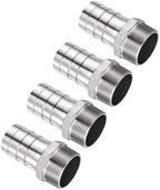 4pcs Stainless Steel Hose Barb Fittings 1-1/2"Barb to 1-1/2"NPT Male by Kozelo