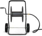 Backyard Expressions 2‑Wheel Garden Hose Reel Cart, Portable Hand‑Crank Hose Reel, Rust‑Resistant Hammertone Gray Finish, Brass Connectors - Image 3