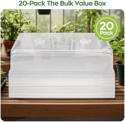ZJP 20 Pack Heavy Duty 5" Humidity Dome for 1020 Seed Starter Trays – Clear Vented Propagation Cover & Cloning Lid for 10x20 Flats, Seed Starting & Germination - Image 6