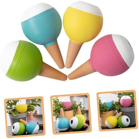 Lurrose 4pcs Red Ceramic Watering Globes Self-Watering Stakes for Indoor and Outdoor Plants with Drip Irrigation, Plant Watering Spikes for Garden and Potted Flowers, Set - Image 5