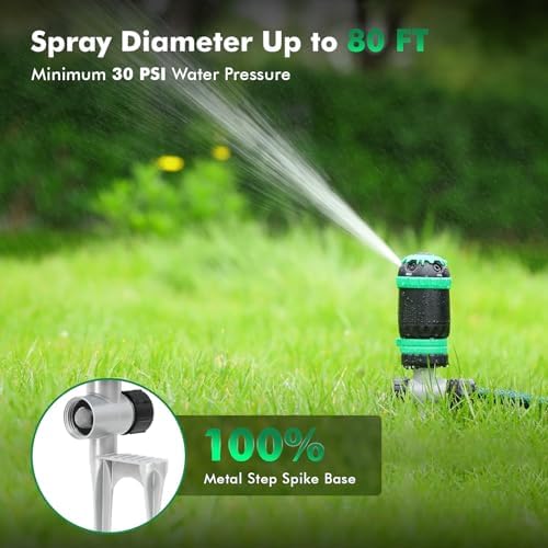 RESTMO 2 Pack Gear Drive Sprinkler with Step Spike Base, Green - Image 3