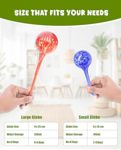 Iridescent Self Watering Globes, Glass Rainbow Plant Watering Globes, Self Watering Planter Insert, Automatic Plant Waterer Indoor (Large-4 Pcs Multi-Color) - Image 6