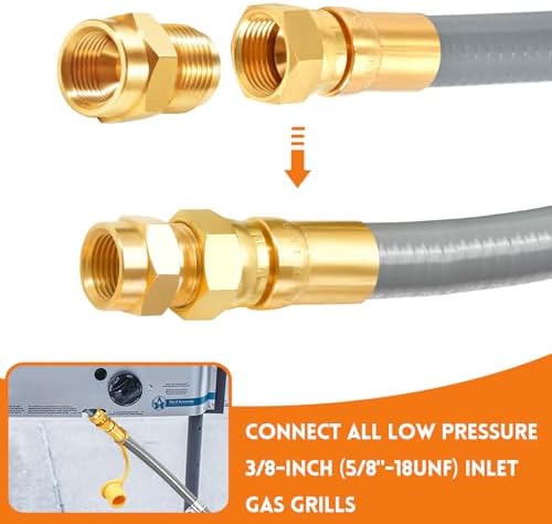 GasSaf 8 FT 1/2" ID Natural Gas Grill Hose with Quick Connect Fitting - Image 3