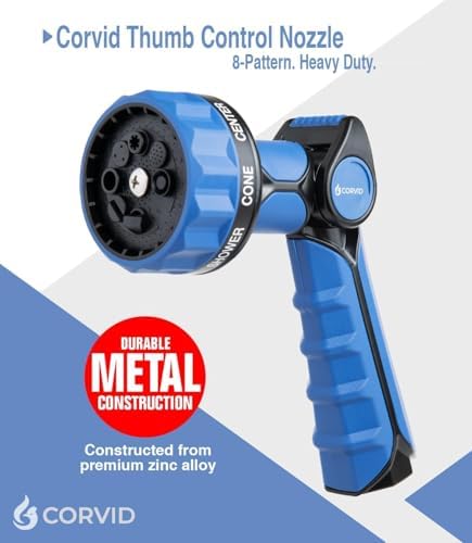 5-Pack Corvid Thumb Control Nozzle - 8-Pattern Heavy-Duty, Durable Spray for Watering, Cleaning, and More - Image 4