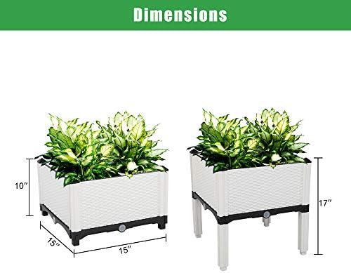 Ochine Raised Garden Bed Planter Box Kit Self-Watering Plastic Elevated Garden Beds Flowers Vegetables Herbs DIY Gardening Outdoor Indoor Planting Grow Box Container for Garden Patio Balcony Backyard - Image 6