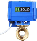 U.S. Solid 3/4 in Brass Motorized Ball Valve, Standard Port, 9-24 V AC/DC, 3-Wire Latching Self-Hold, Manual Override, Position Indicator by USSolid