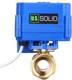 U.S. Solid 3/4 in Brass Motorized Ball Valve, Standard Port, 9-24 V AC/DC, 3-Wire Latching Self-Hold, Manual Override, Position Indicator by USSolid