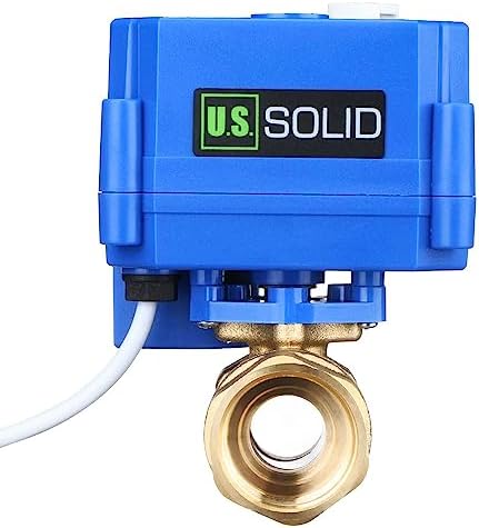 U.S. Solid 3/4 in Brass Motorized Ball Valve, Standard Port, 9-24 V AC/DC, 3-Wire Latching Self-Hold, Manual Override, Position Indicator by USSolid