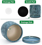 D'vine Dev Embossed Leaves Ceramic Planter, 8 in, Ocean Teal, 27-A-Q-8 - Image 4