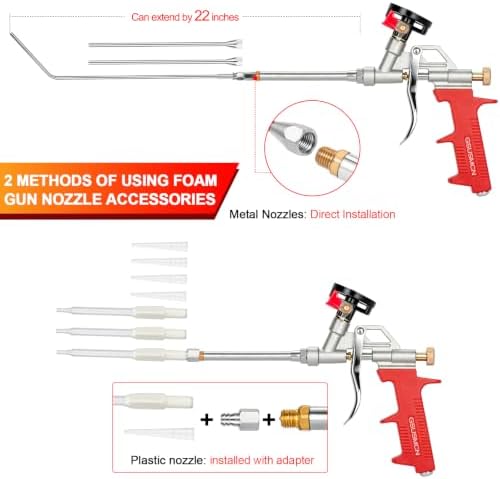 2 Pack Professional Foam Dispensing Gun,with 10 nozzles - Image 3