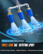 Pressure Washer Nozzle Turbo Accessories Triple Hydro Blast Power Dual Rotating Jet for Garden Hose Washing Tip High Wash Attachments Spray Kit Powerwasher Car 4400 Psi Set 1/4'' Quick (Blue) - Image 6